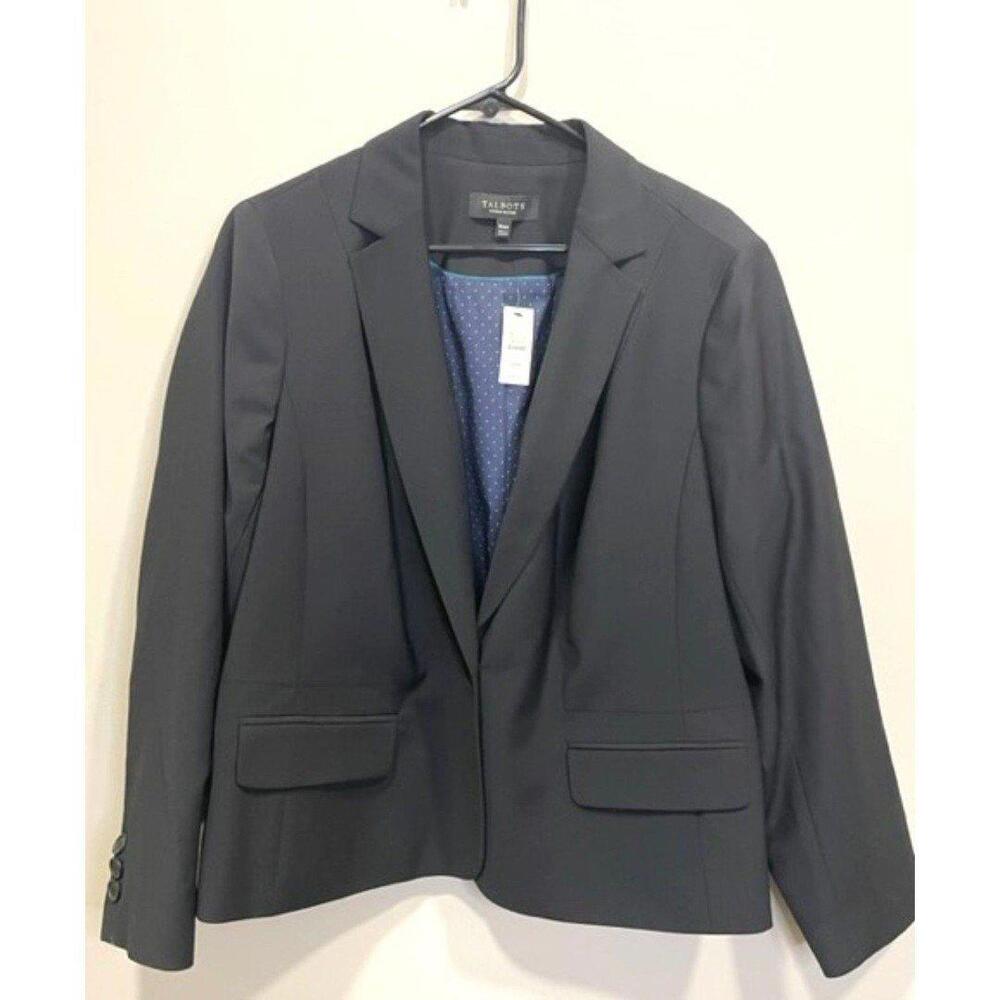 NWT Talbots Black Wool Blend Blazer Classic Professional 16P